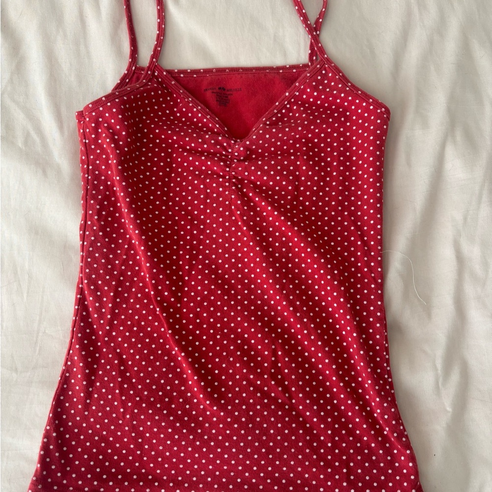 Brandy Melville Red Polka Dot Spaghetti Strap Tank Top